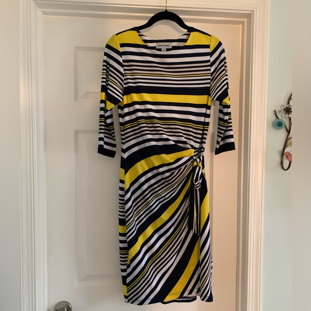 Navy, Yellow & White Stripes Dress
